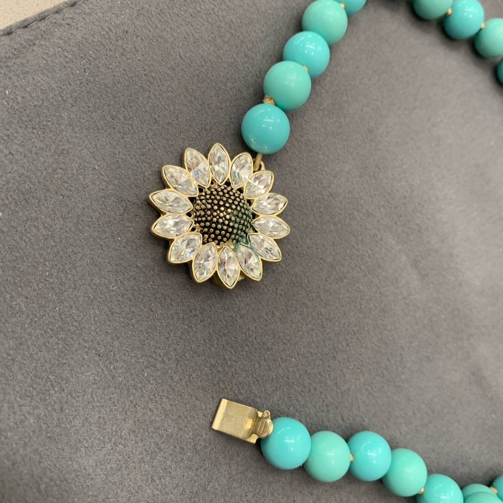Necklace Fossil Turquoise Crystals Daisy - Picture 2 of 5